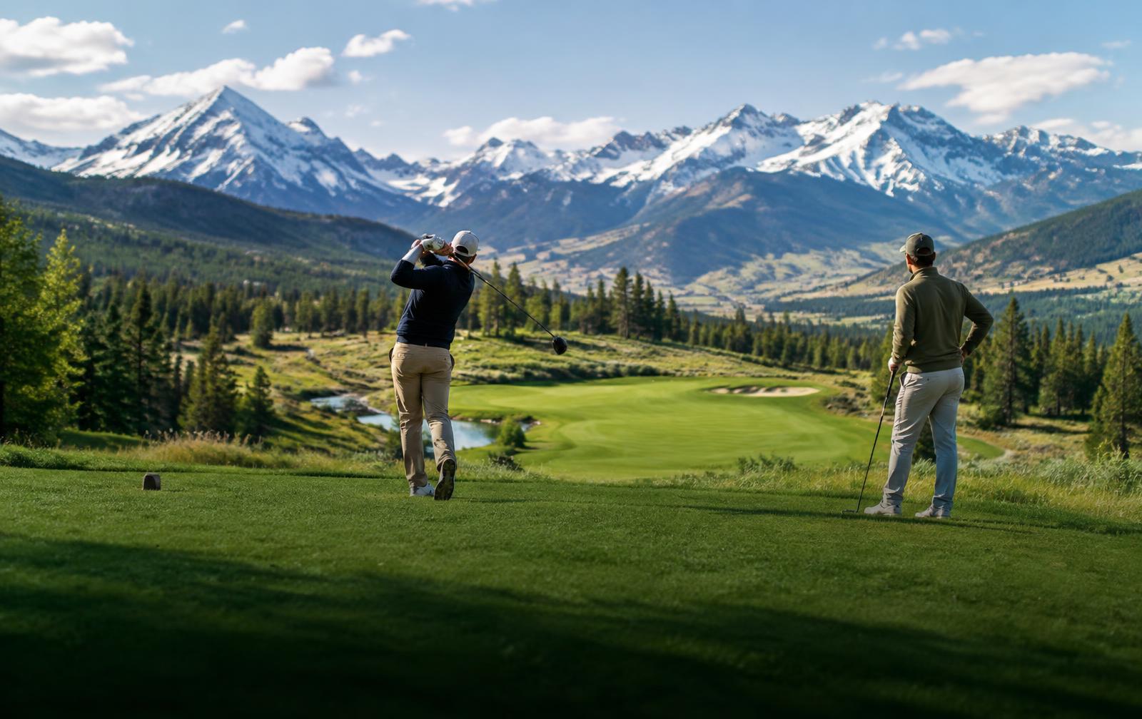 Golfers on a mountain course in Montana